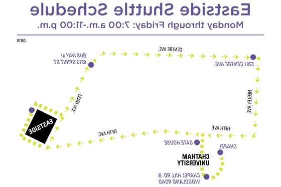 Map of Chatham Eastside shuttle route. 